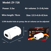 Aquarium Adjustable Air Pump 3.5W 2 Outlets Oxygen Pump